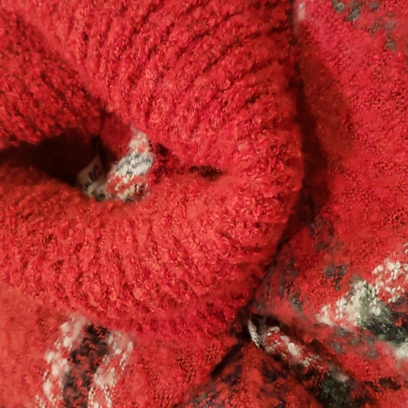 Noelli Cape Poncho Red plaid knit Turtleneck One Size fits all - Picture 7 of 7